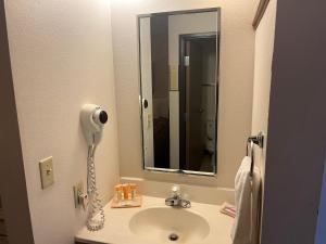 een badkamer met een wastafel en een spiegel bij Country Haven Inn in Burlington