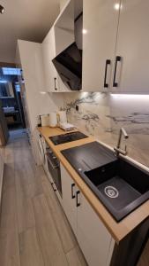 a kitchen with a sink and a counter top at MELIGEO APARTMENTS CENTER of IOANNINA in Ioannina