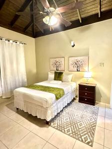 a bedroom with a bed and a ceiling fan at Cozy coner in Runaway Bay