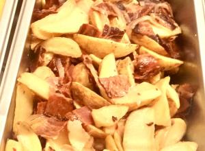 a box of food with meat and potatoes in it at Iroha Grand Hotel Kintetsu Nara Ekimae in Nara