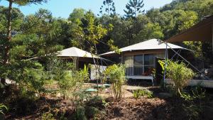 ein Haus mitten im Wald in der Unterkunft Deluxe King Safari Tent 2 in Nelly Bay