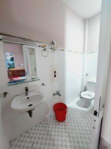 a bathroom with a sink and a toilet at Nhà Nghỉ Hương Giang in Xóm Cây Sanh