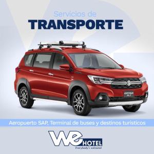 a rendering of a red van with the wordstransport at WE Hotel Apartments in La Lima