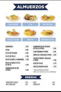 menu dla wszystkich amerykańskich restauracji w obiekcie WE Hotel, La Lima w mieście La Lima