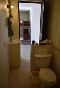 uma casa de banho com um WC e um lavatório em Los Alcatraces em Valle de Bravo