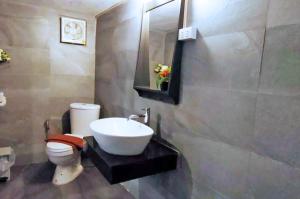 a bathroom with a sink and a toilet at Vang Vieng Garden Villa in Vang Vieng