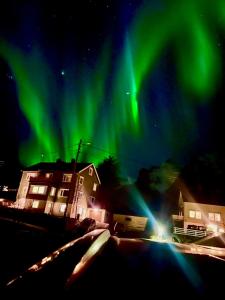 an image of the aurora dancing in the sky at Å, the far end of Lofoten. in Moskenes