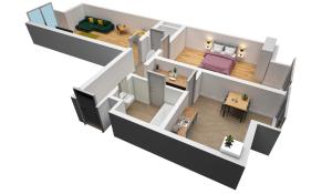 a rendering of a floor plan of a house at Chrisma Apartments in Düsseldorf