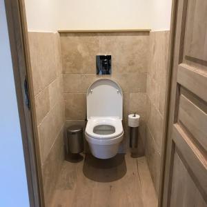 a small bathroom with a toilet in a stall at Les Gîtes de la Vallée de l'aujon (10 pers) in Arc-en-Barrois