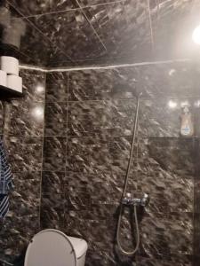 a bathroom with a toilet and a shower at Appartement à côté de l'aéroport in Marrakech