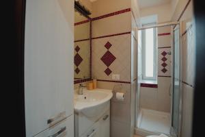 y baño pequeño con lavabo y ducha. en Una casa a San Giacomo x2, en Trieste