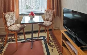 een woonkamer met een tafel en twee stoelen en een televisie bij Nice Apartment In Breitenbrunn With Wifi in Breitenbrunn