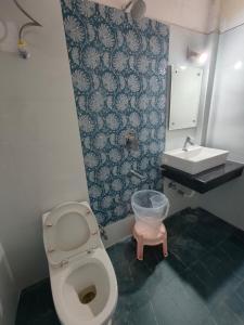 a bathroom with a toilet and a sink at AASHIRWAD HOTEL in Katra