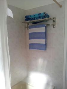 a bathroom with a towel hanging on a towel rack at Arithea 101 in Paphos City +11 photos