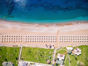 eine Luftansicht auf den Strand und das Meer in der Unterkunft Rodos Palladium Leisure & Wellness in Faliraki