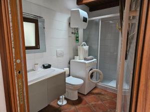 a bathroom with a toilet and a sink and a shower at Casa Elisa e Casa Giuliana a Badalucco in Badalucco +34 photos