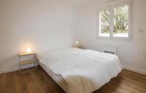 1 cama blanca grande en una habitación con ventana en Pet Friendly Home In Lussas With Kitchen, en Lussas