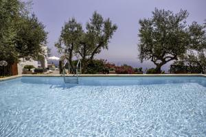 uma grande piscina com árvores ao fundo em Villa Mistica - Homelike Villas em Massa Lubrense
