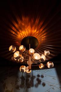 a chandelier hanging from a ceiling in a room at TORTUE Hamburg in Hamburg