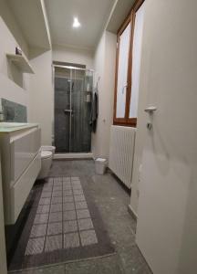 une salle de bains avec douche, toilettes et lavabo dans l'établissement La Corte di Suna, à Verbania