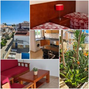 a collage of photos of a kitchen and living room at APARTAMENTOS CABRITA in Olhos de Água