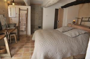 1 dormitorio con cama y escritorio. en Le Jas de Péguier en Châteauneuf-Val-Saint-Donat