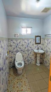 a bathroom with a toilet and a sink at Emshienell Beach Resort and Event Place in Zambales