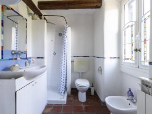 een witte badkamer met een toilet en een wastafel bij Holiday Home Thomas by Interhome in Villa Viani