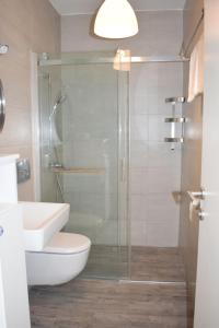 a bathroom with a shower and a toilet and a sink at Apartment Luxury Apartment Mondo-3 by Interhome in Vir