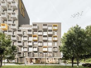 un diseño arquitectónico de un edificio con balcones en Jaworska 4 Apartments Wrocław, en Wroclaw