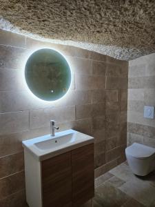 ein Bad mit einem Waschbecken und einem WC in der Unterkunft Le Cocon Troglodyte in Saint-Étienne-de-Chigny
