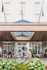 a building with a large metal sculpture in front of it at The Lindy Renaissance Charleston Hotel in Charleston