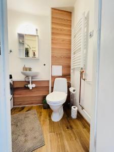 a bathroom with a toilet and a sink at ApartOne in Gorlice