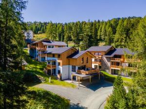 z góry widok na dom w lesie w obiekcie Romantik Mountain Chalet w mieście Turracher Hohe