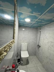 y baño con aseo y lavamanos. en İdeal Butik Otel, en Arnavutköy