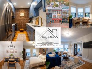 a collage of pictures of a kitchen and a living room at Apt in the heart of Main Street in Stroudsburg