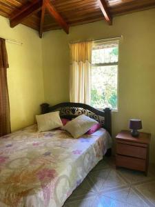 een slaapkamer met een bed en een raam bij Casa Kairos. Bella y espaciosa casa completa in Pochote