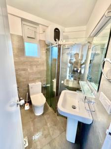 a bathroom with a sink and a toilet and a shower at Lake View Residencies in Nuwara Eliya