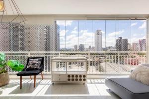 Balkón nebo terasa v ubytování Apt LUXUOSO ao lado do metro Pinheiros e Faria Lima Itaim - Thera Faria Lima