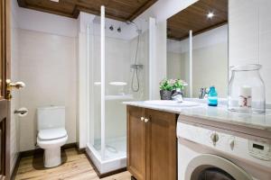 une salle de bain avec une douche, des toilettes et un lavabo dans l'établissement Luderna - Apartamento Val de Ruda A2 Comalada, à Baqueira-Beret 7 autres photos