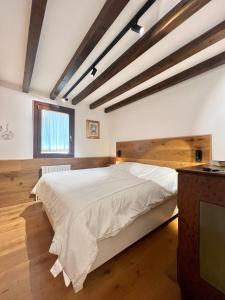 Un dormitorio con una cama grande y un televisor. en Trilocale Brentalì, en Madonna di Campiglio