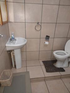 a bathroom with a toilet and a sink at Charis Guesthouse in Hartswater