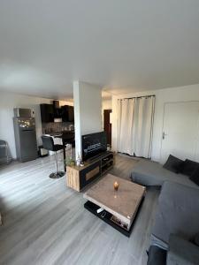 sala de estar con sofá y mesa en Appartement spacieux , proche JO Paris en Saint-Maurice