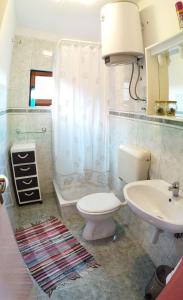 a bathroom with a toilet and a sink at Apartman Lički san in Srb +12 photos