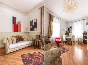 2 Bilder eines Wohnzimmers mit Sofa in der Unterkunft Appartamento Luxury Ai Greci in Venedig