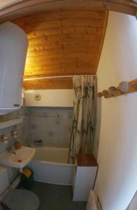 a bathroom with a tub and a sink and a toilet at Appartement plein sud montagne et lacs in Habère-Poche