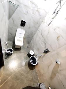 孟買的住宿－Hotel Comfy Inn，一间带两个卫生间和淋浴的浴室