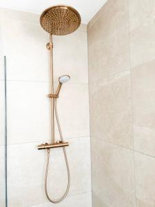 a shower with a shower head in a bathroom at Penthouse *A la belle étoile* in Wahlbach
