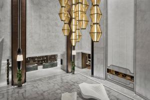 a rendering of a lobby with chairs and lights at JW Marriott Hotel Taiyuan in Taiyuan