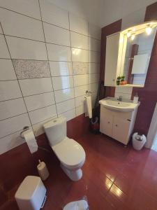 a bathroom with a toilet and a sink at Callistemon Loft Apartment in Potos +30 photos
